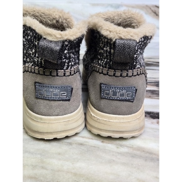 Womens Hey Dude Denny Tan Black Lined Shoes Ankle Boots Size 11 - Picture 3 of 8